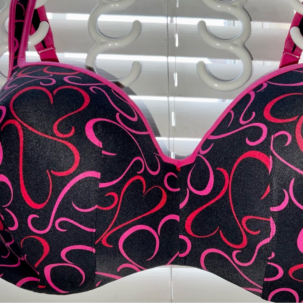 CACIQUE HOT PINK HEARTS 38 G LIGHTLY LINED BRA - Picture 4 of 8